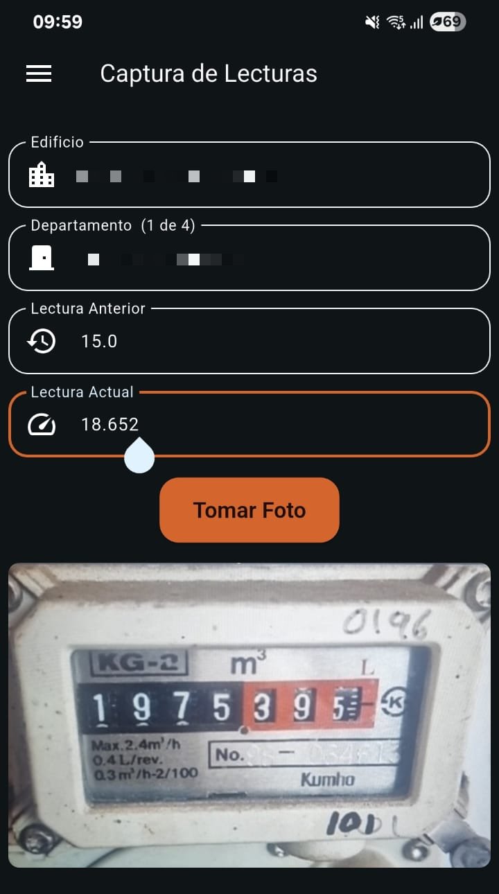 App de captura de lecturas con la foto de un medidor de gas