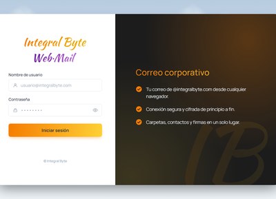 Pantalla de acceso de Web·Mail, el correo corporativo de Integral Byte